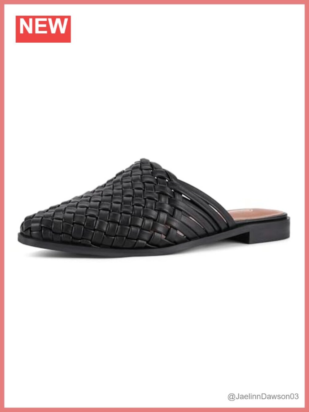 PU Leather Women's Flat Mules Cross-Woven Backless Slip-On Casual Slide Sandals